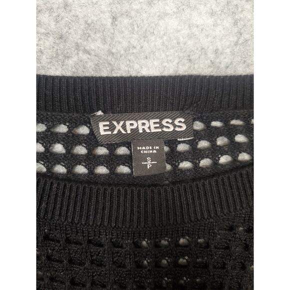 Express Women's Size Small Black Fish Net Raglan Sleeve Sweater - Picture 3 of 6